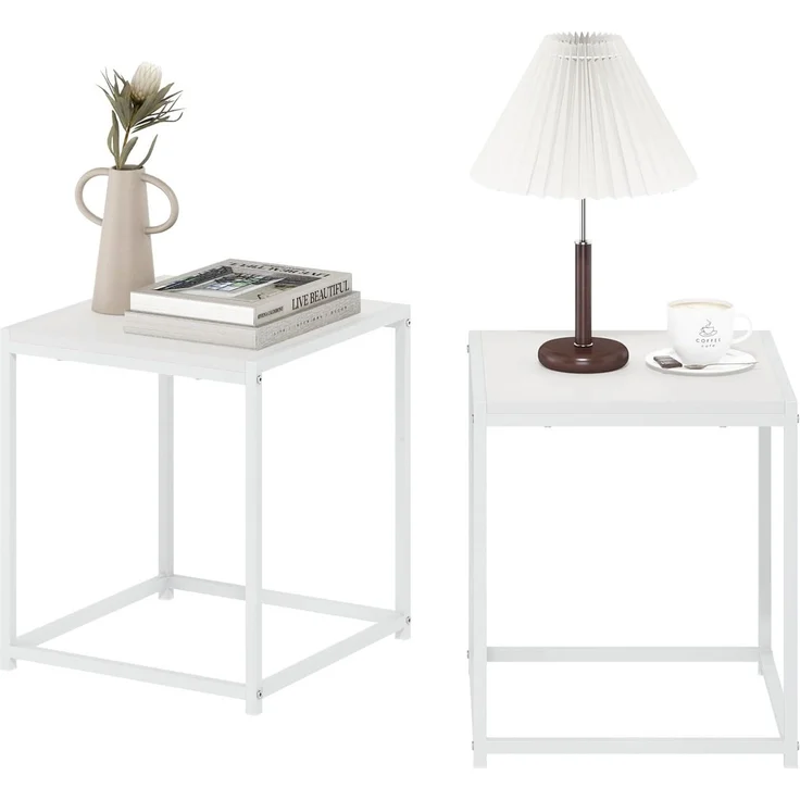 Furinno Camnus Modern Living Beistelltisch, Solides Weiß/Weiß, 2er-Set – Bild 1