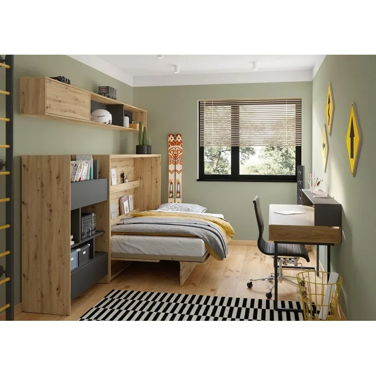 Compleo Schrankbett Horizontal Wandklappbett Lenart Bed Concept Schrankklappbett (mit LED) Ideal für kleine Räume