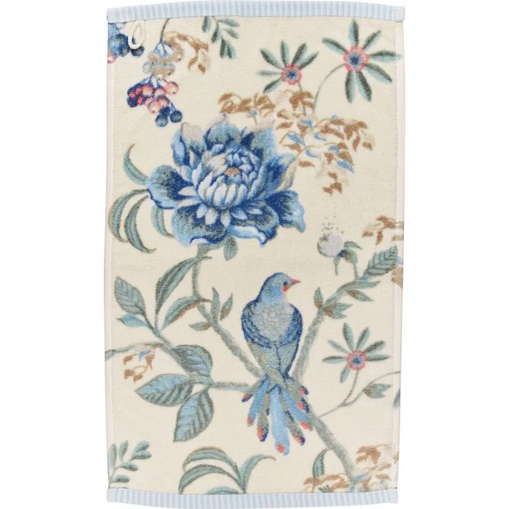 PiP Studio Gästehandtuch Secret Garden Gästehandtuch whiteblue 30x50cm (1 Stück), Baumwolle (325860)