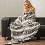 CelinaTex Flauschige Kuscheldecke 150x200 cm grau und Creme weiß Decke Sofa Wohndecke weich Mikrofaser Fleece Oeko-TEX Schneestern