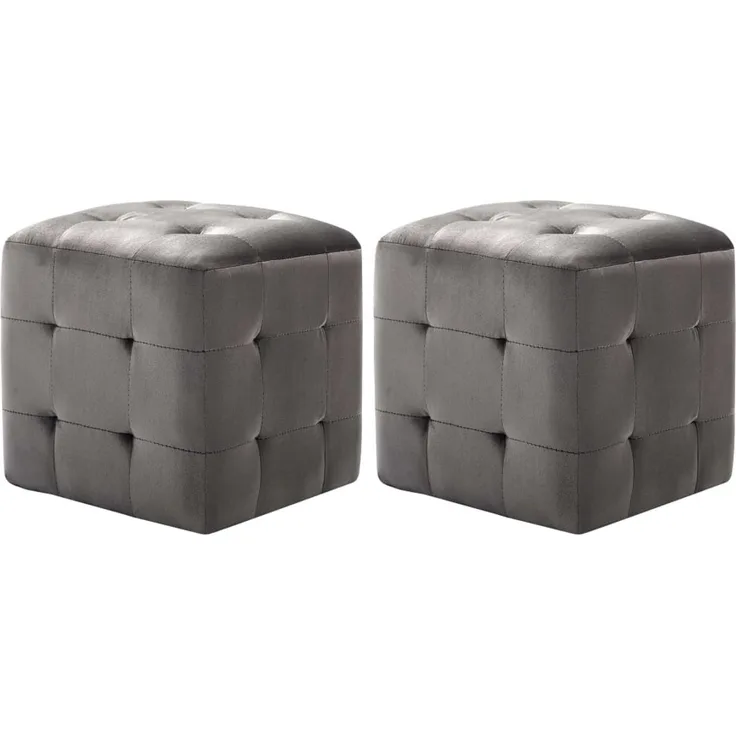 vidaXL Pouf 2 Stk. Grau 30x30x30 cm Samtstoff 278385