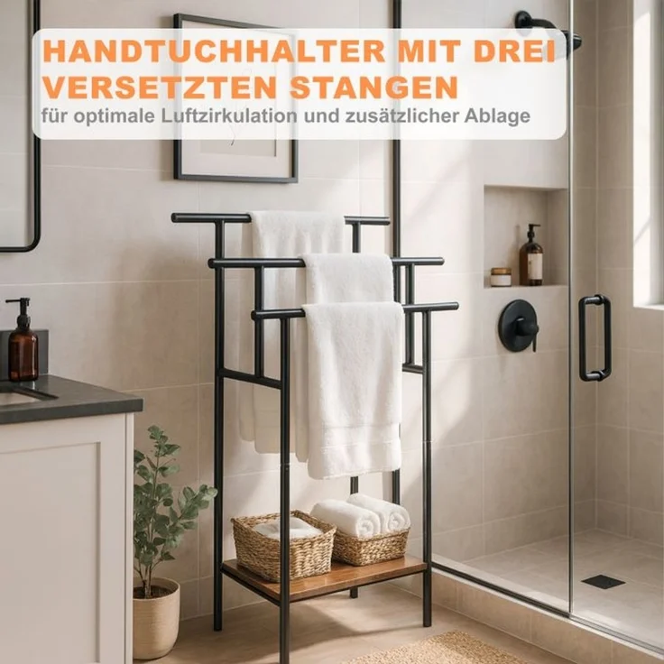 Relaxdays Handtuchständer mit Ablage – Bild 3