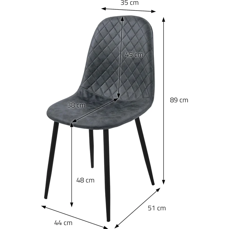 ML-DESIGN Polsterstuhl Esszimmerstuhl mit Rückenlehne, Wohnzimmerstuhl mit Metallbeinen (4 St), Küchenstuhl ergonomisch Anthrazit moderne Design mit Kunstlederbezug – Bild 3