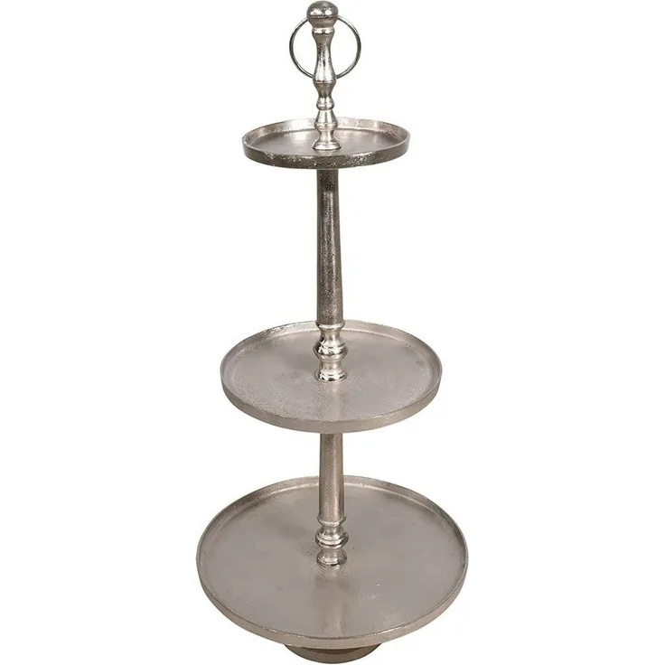 Lesli Living Dekoetagere Etagere Servierständer 41x41x89cm Aluminium silber 3 Etagen