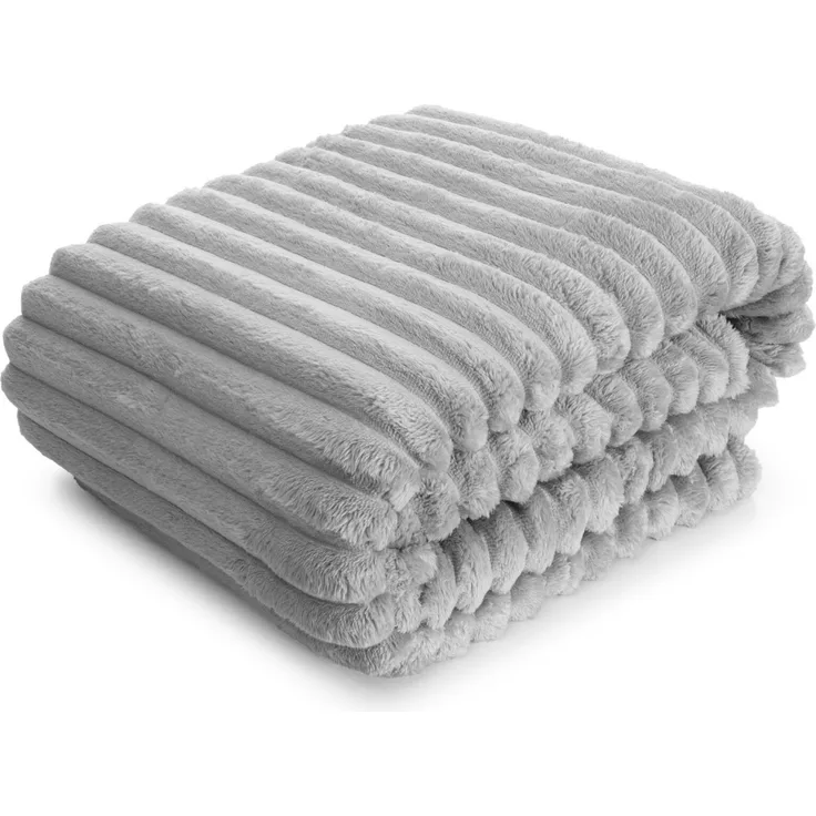 Wohndecke SOFT Design91 Streifen Steppung Gestreifte Decke Gesteppte Sofadecke 220x200 cm silber