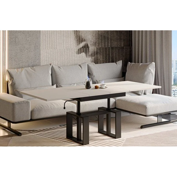 Endo-Moebel Couchtisch Empoli - ausziehbar 110-170cm und höhenverstellbar Doppellift Metall, Couch- & Esstisch, modern Design, Wohnzimmertisch, Multifunktionstisch – Bild 3