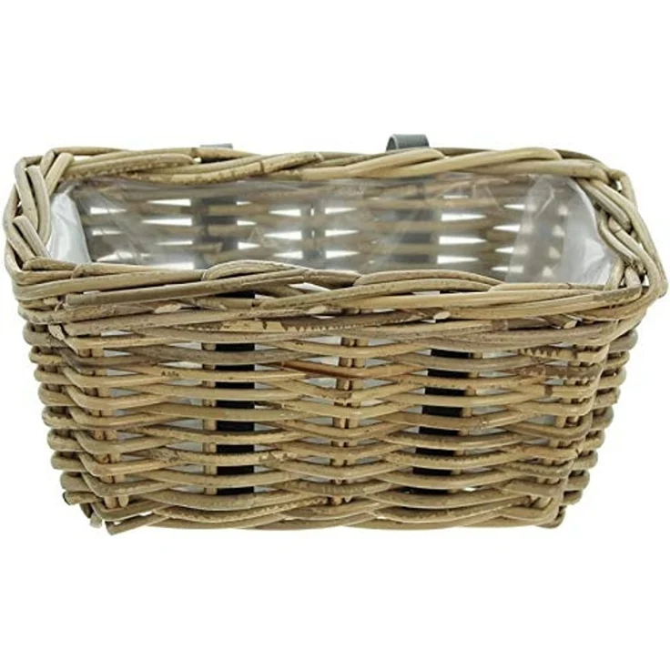 Rattan Pflanzkasten "Koboo Grey" klein, grau, Balkonkasten mit Halterung, Blumenkasten für Draußen, Pflanzgefäß – Bild 3