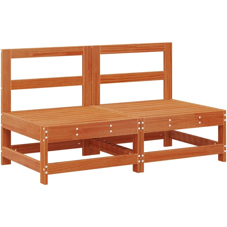 vidaXL Garten Mittelssofa Massives Kiefernholz Wachsbraun 865496 – Bild 2