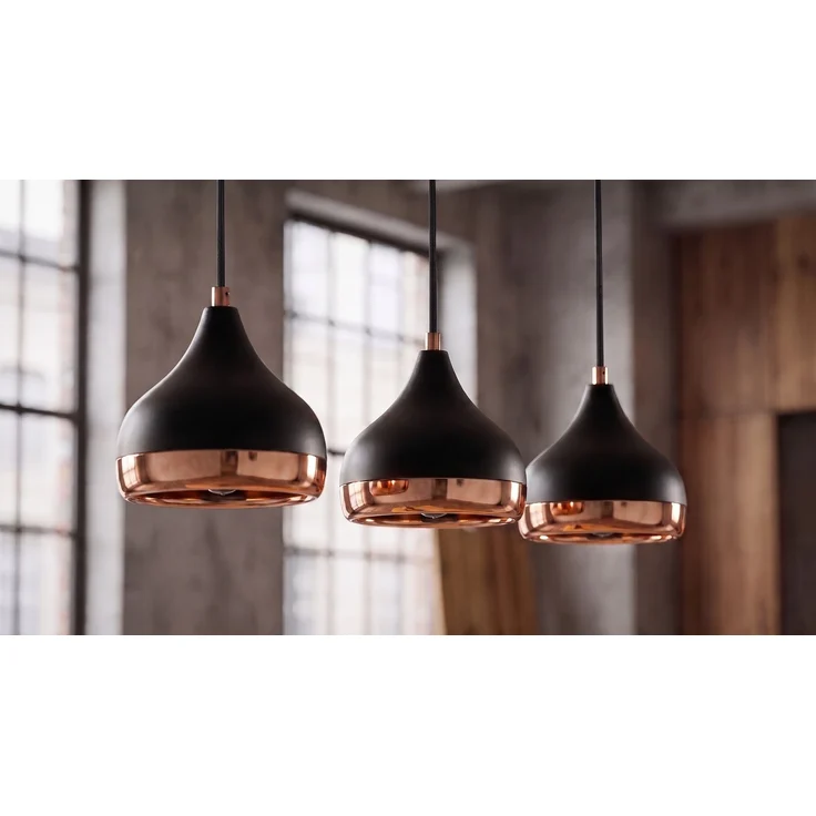 KAWOLA Hängelampe ADIGE 3-flammig Metall schwarz kupfer 111 x 17 x 67 cm – Bild 2