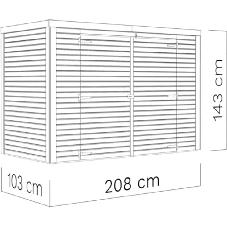 Bertilo Geräteschrank, 103 x 207 x 143 cm, anthrazitgrau, aus nordischer Fichte, für Gartenutensilien und Fahrräder