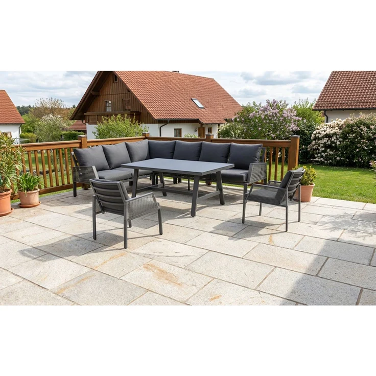 Primaster 'Girona' Gartenmöbel-Set für 8 Personen, Aluminiumgestell / Polyester grau – Bild 3