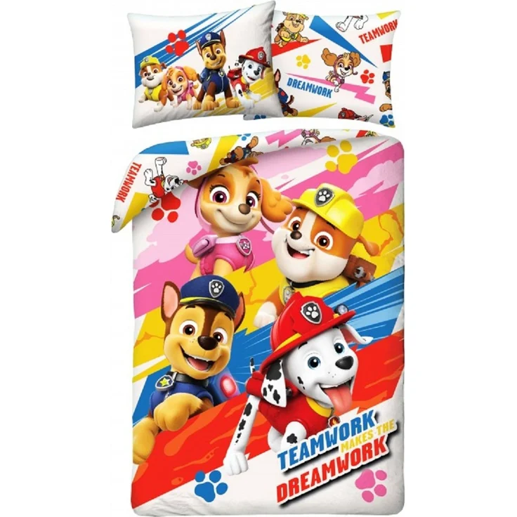 Paw Patrol Bettwäsche Set aus Baumwolle Bettdeckenbezug 140 × 200 cm mit 70 × 90 cm Kissenbezug