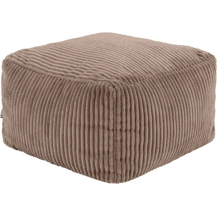 Icon Amara Hocker, Mokkabraun, Flauschiger Cord Stoff, Sitzsack Cord, Sitzpuff Hocker mit Füllung, Fußhocker für das Wohnzimmer, Deko Wohnzimmer – Bild 4