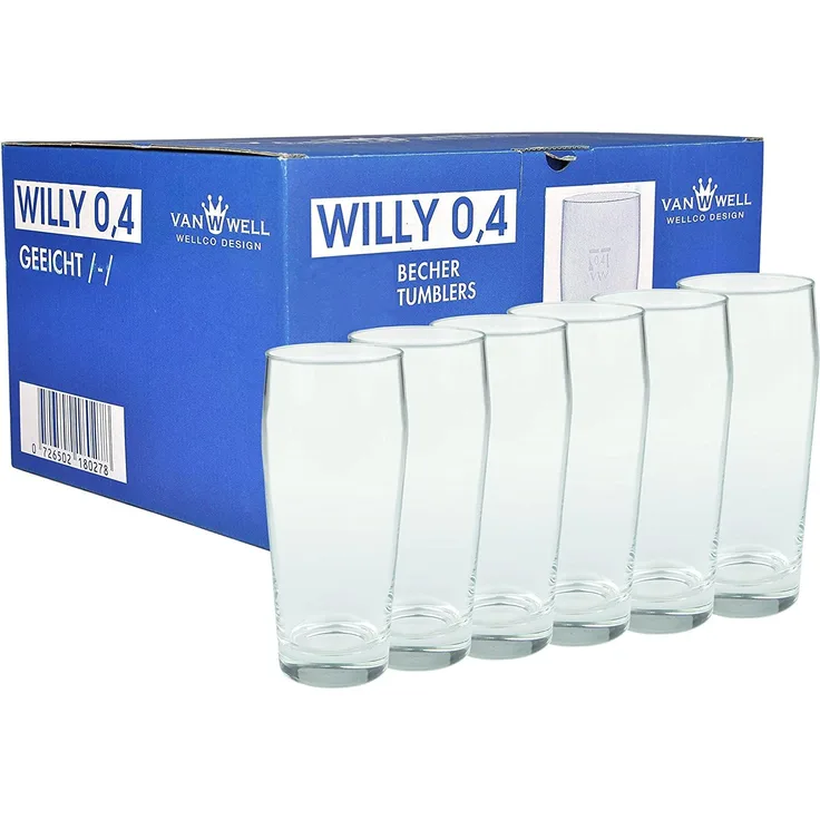 6er Set Bierglas Willibecher 0,4l geeicht Glas Biergläser Tumbler perfekt geeignet für Gastronomie