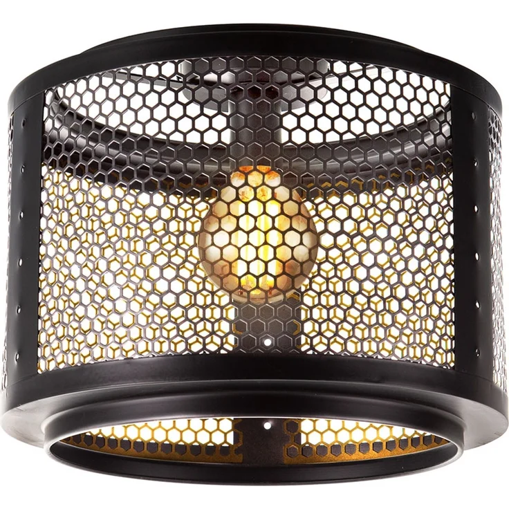 Smart LED Deckenlampe Schlafzimmerleuchte, Gitterschirm gold schwarz – Bild 5