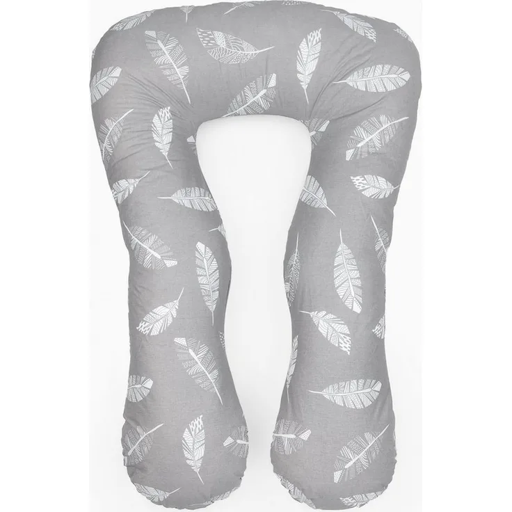 Loolay Stillkissen Schwangerschaftskissen Seitenschläferkissen Stillkissen Typ A U XXXL, 330 cm Lagerungskissen GRAU MUSTERN, LUX WEICH Relaxkissen + 100% Bio-Bauwolle Bezug, 100% Europäische Stoffe und Kleinserien-Nähen!