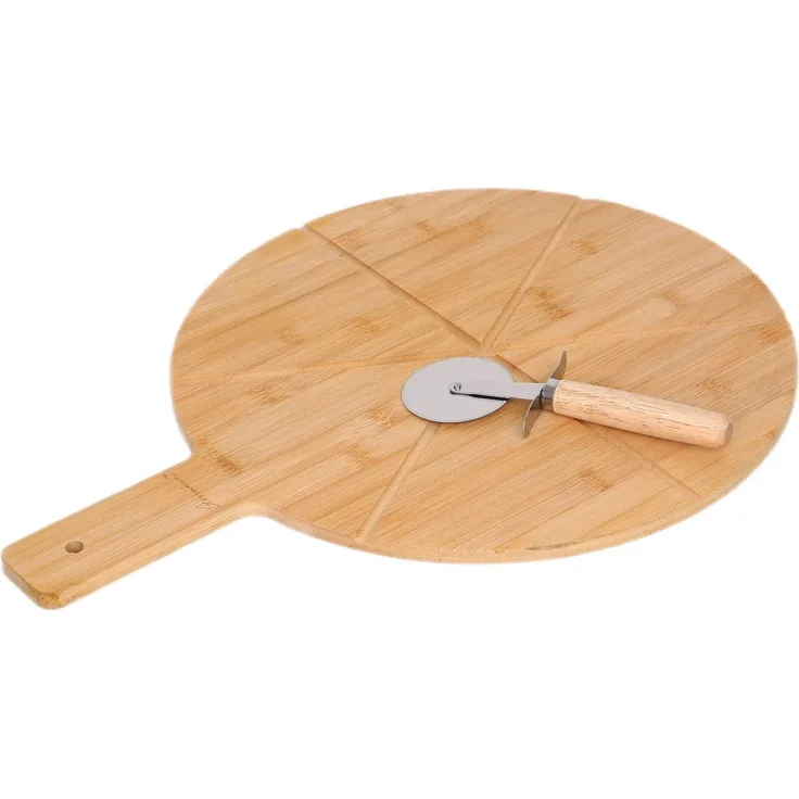 Bambus Pizza-Set – 2-teilig mit Pizzabrett & Pizzaschneider