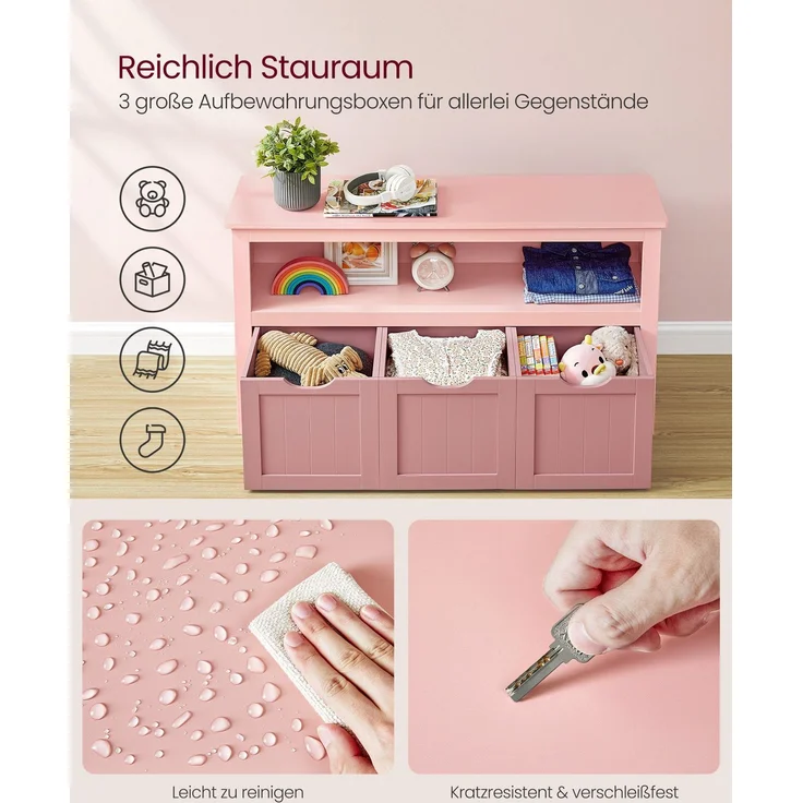 Songmics 'Vasagle' Kinderregal mit Rollen, Holzwerkstoff pastellrosa, 30 x 102 x 60 cm – Bild 6