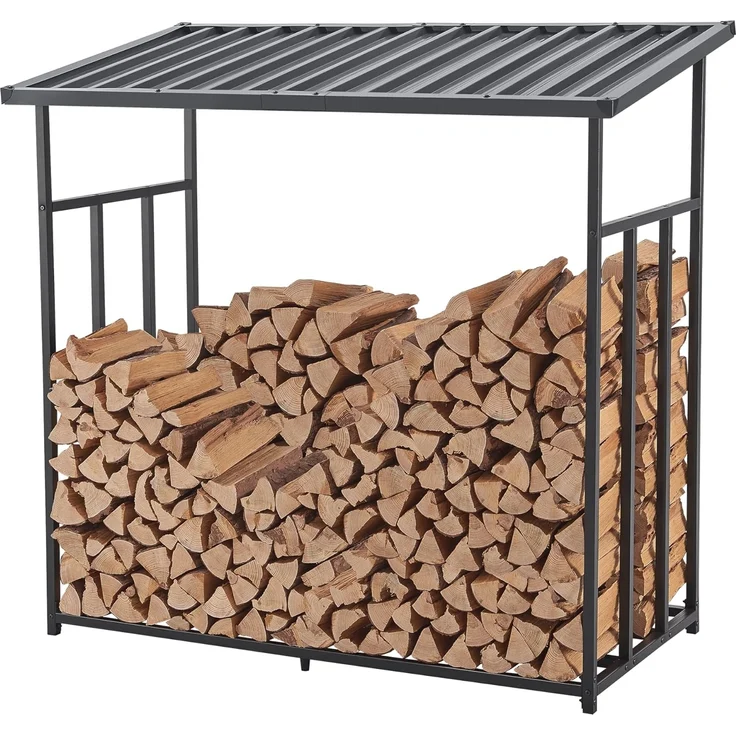 Brennholzregal Yakutat Schwarz 145x143x70 cm [casa. pro] – Bild 3
