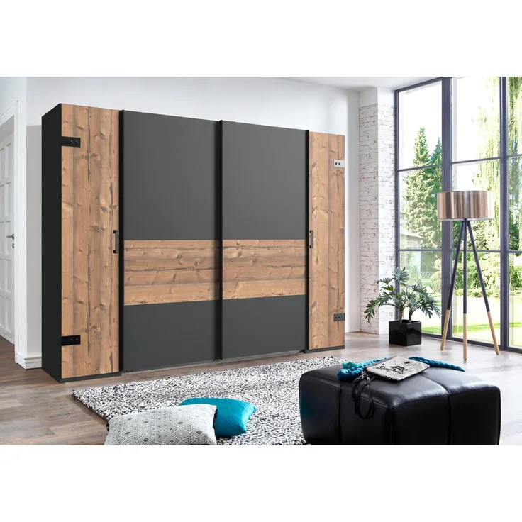 Dreh-/Schwebetürenschrank >Stockholm I< (B/H/T: 272x210x65 cm) in braun