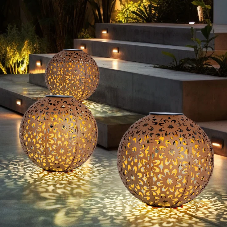 2x LED Solarleuchte, Dekorgeflecht-Kugel, D 20 cm – Bild 8