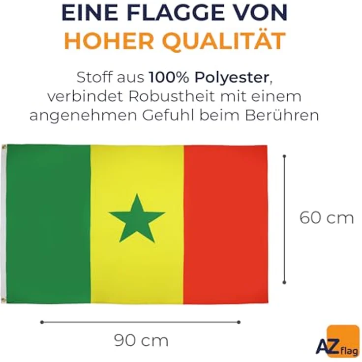 AZ FLAG - Flagge Senegal - 90x60 cm - Senegalesische Fahne 100% Polyester mit Messing-Ösen - 50g – Bild 3