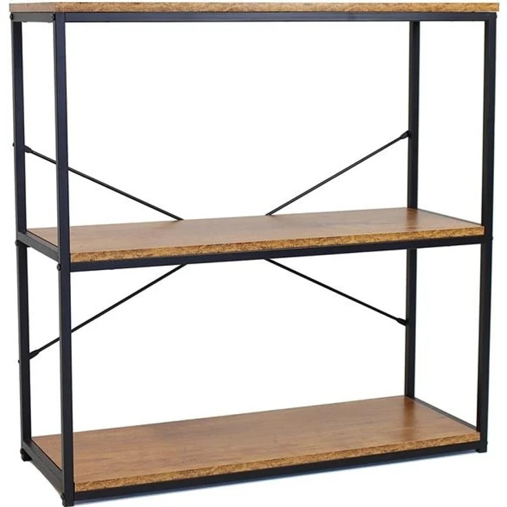 Standregal "Klassik" aus Metall, schwarz & Holz, 3 Ebenen, Bücherregal – Bild 3
