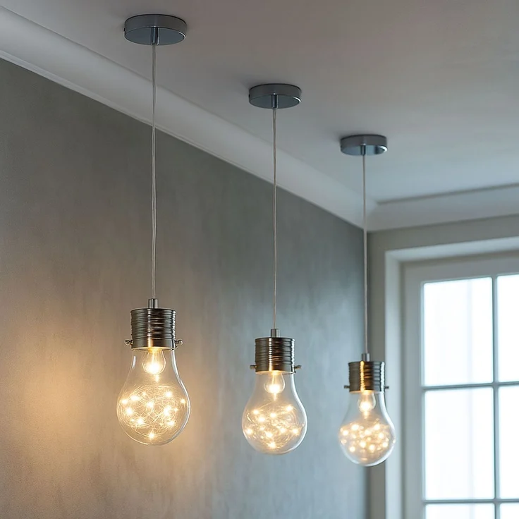 Hängelampe, Edison-Design, Drahtgeflecht, Glas, D 12 cm – Bild 5