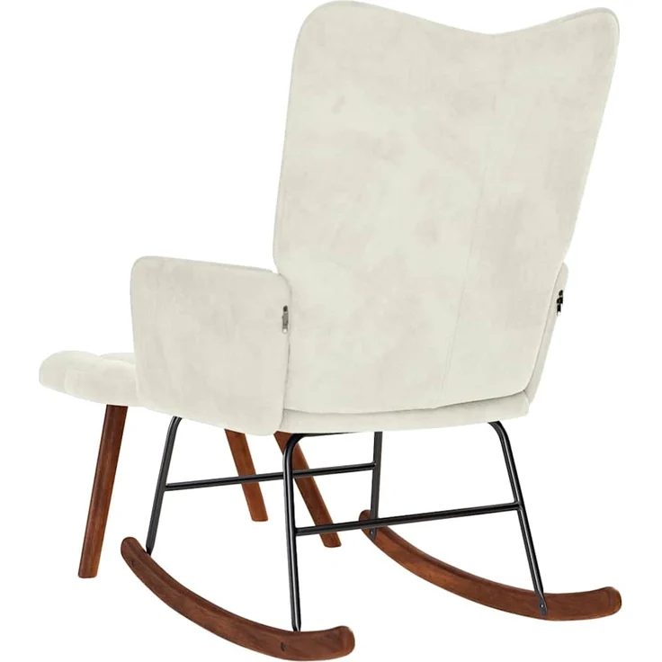 vidaXL Schaukelstuhl mit Hocker Creme Samt 4016852 – Bild 6