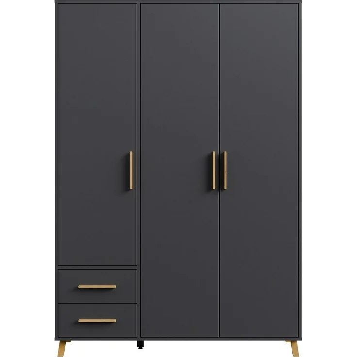 rauch Drehtürenschrank Kleiderschrank Schrank Garderobe Wäscheschrank SHINJO (in 3 verschiedenen Ausstattungen BASIC/CLASSIC/PREMIUM) Griffe und Füße aus Massivholz mit 2 Schubladen MADE IN GERMANY – Bild 3