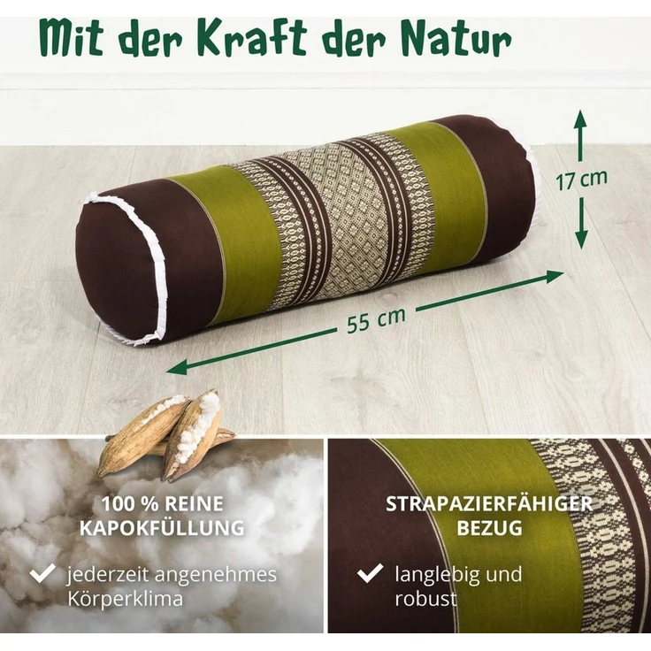 livasia Nackenrolle Nackenrolle, vegan und handgefertigt, Ø 17x56cm, Kapok – Bild 4