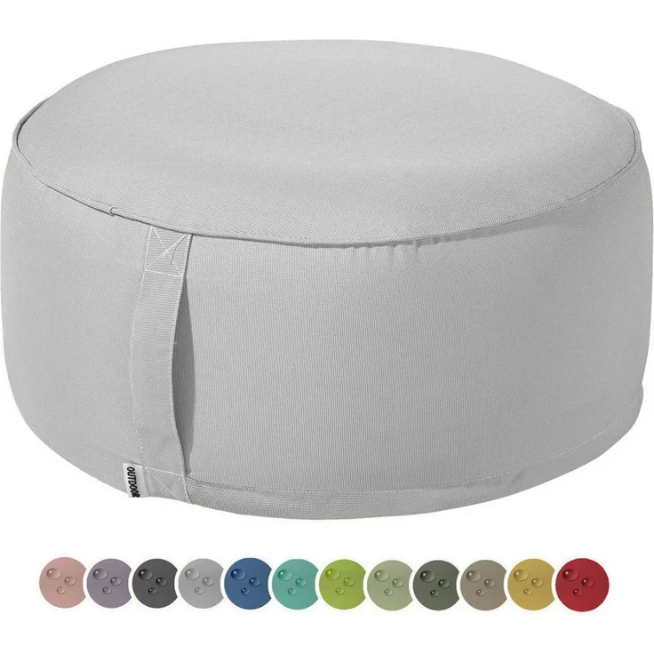 heimtexland Outdoor Pouf Sitzkissen wetterfest Garten Bodenkissen ausblasbar Fußhocker Yoga Lounge Hocker Tisch Party Deko Sitzsack 25x55 Typ551 Hellgrau