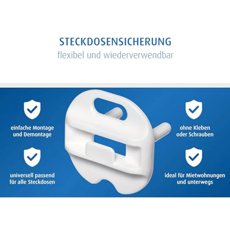 reer Steckdosen-Kappe mit Schlüssel, 6+1 Stück, weiß, das Original vom Erfinder des Steckdosen-Schutz – Bild 5