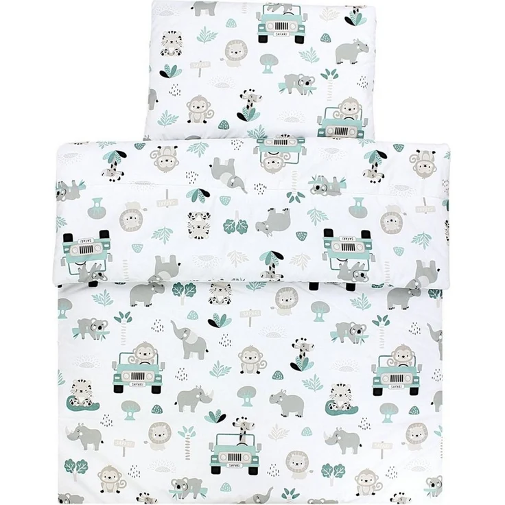 TupTam Kinderbettdecke-Set, Ganzjahresdecke, 2tlg., 1x Bettdecke, 1x Flachkissen, Zoo Grün, 135x100 cm – Bild 3