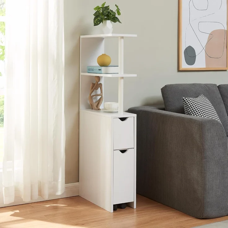 Nischenregal mit Rollauszug Fadeskimma 113x19x45 cm Weiß [en. casa] – Bild 5