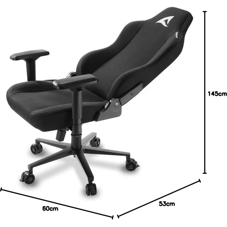 Sharkoon Skiller SGS40 Gaming Stuhl, Schwarz, mit atmungsaktiven Stoff-Überzug, breit – Bild 3