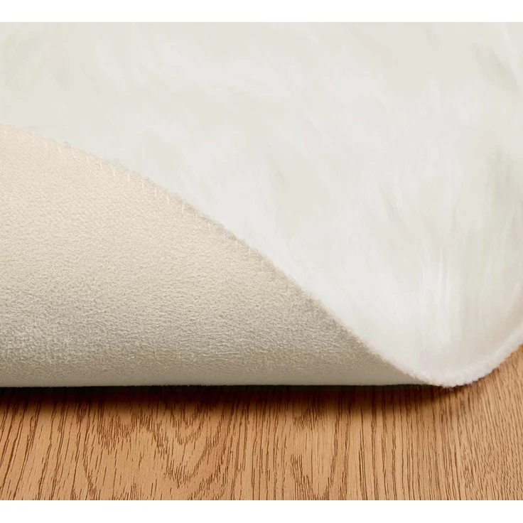 vidaXL Kunstschaffell Teppich Tafalla Weiß Ø 100 cm Polyester 42021470 – Bild 5