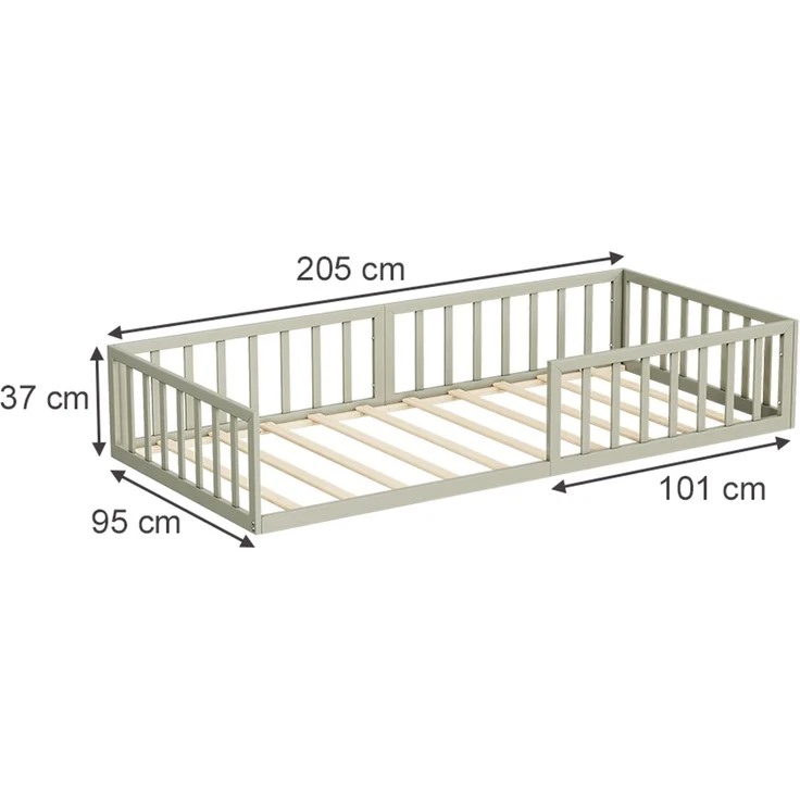 Bodenbett aus Metall Minno Greige 205 x 95 cm ohne Matratze Vitalispa – Bild 2