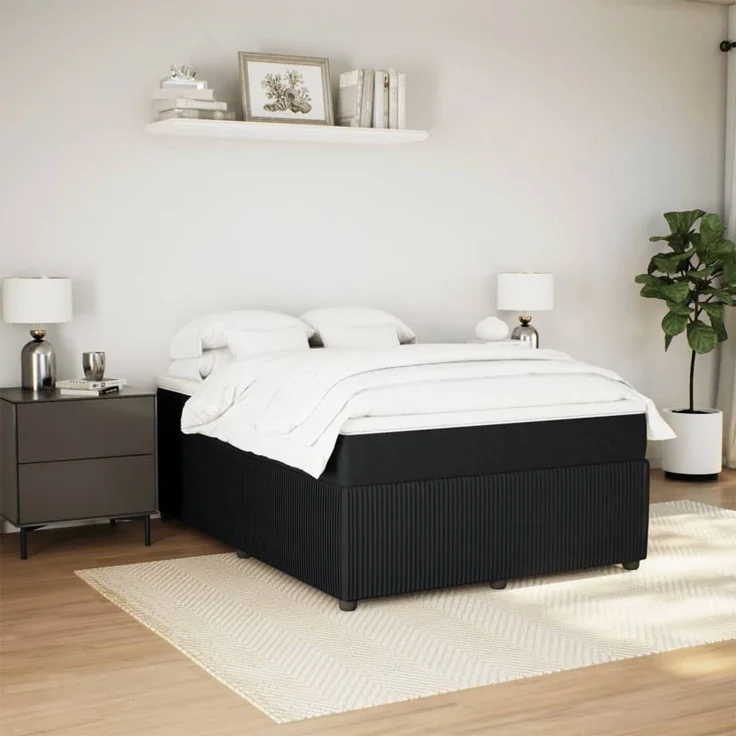 vidaXL Boxspringbett mit Matratze Schwarz 140x190 cm Samt 3285640 – Bild 3