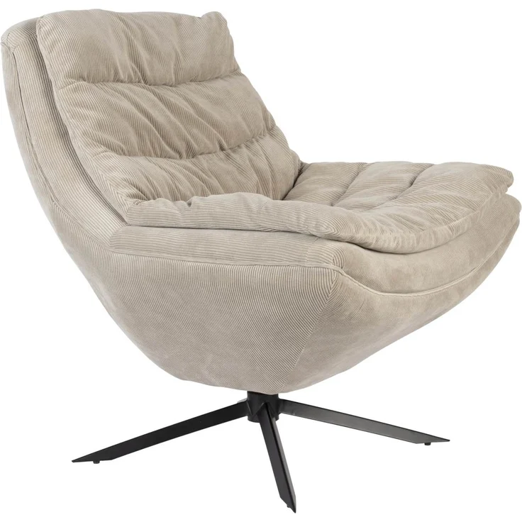 Drehbarer Lounge Sessel VINCE Cordstoff Beige von DutchBone – Bild 1