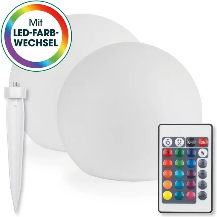 EASYmaxx 2er- Set LED Solarleuchte mit Farbwechsel | Deko Gartenleuchte mit LED Beleuchtung | Wunderschöne Lichteffekte mit Tageslichtsensor In & Outdoor | Gartendeko Witterungsbeständig, Kugel 30 cm