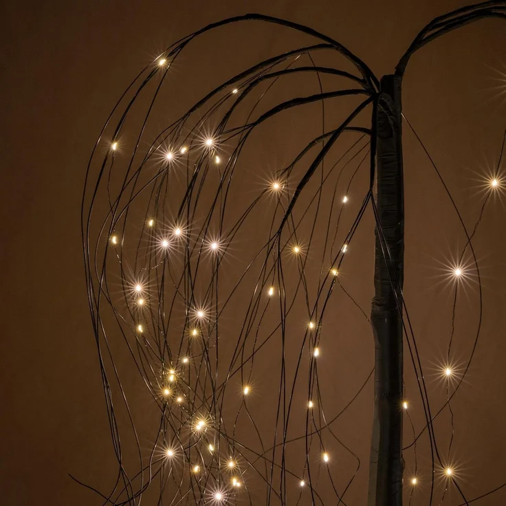 Nipach LED Baum Weidenbaum Trauerweide Deko-Baum 96 LED warm weiß schwarz 150 cm Timer, LED fest integriert, Warmweiß – Bild 4