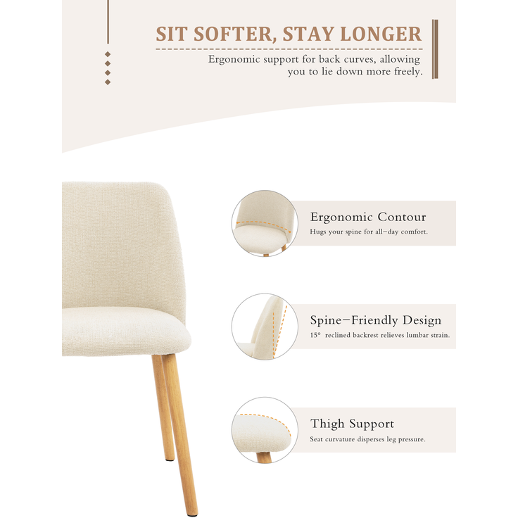 GOEURVANT 421 Esszimmerstühle 2er-Set, Chenille - Creme – Bild 9
