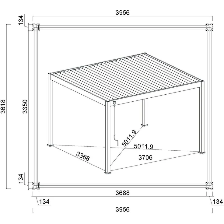 Weide Deluxe | Pergola Voll Aluminium freistehend | 3,6 x 4 M | Lamellendach weiß – Bild 6