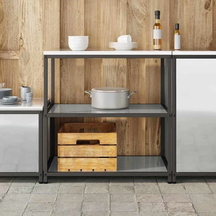 vidaXL Küchenregal HATTEM Silber 90 x 50 x 92 cm Stahl 874959 – Bild 4