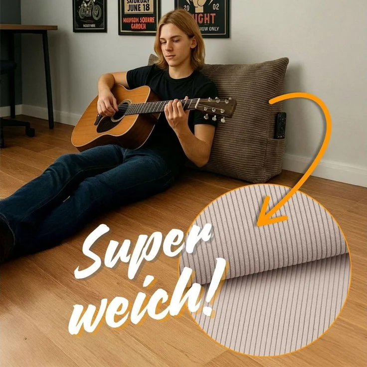 Amazinggirl Rückenkissen Keilkissen Cord Kissen 70x40 cm - Lesekissen für Bett Sofa und Couch – Bild 3