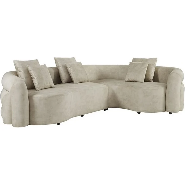 riess-ambiente Wohnlandschaft VOGUE 290cm beige - Samt, XXL-Sofa, gerundet, inkl. Kissen, L Form, Einzelartikel 1 Teile, Luxus Big Sofa - ideal für Wohn- und Schlafzimmer oder als Eckcouch – Bild 4