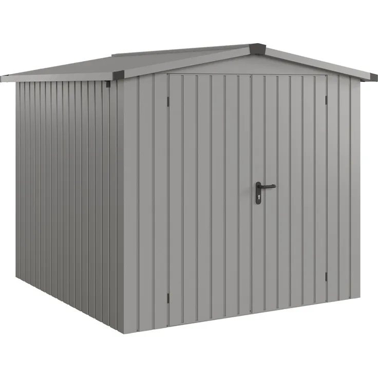 Hörmann Ecostar Metall-Gerätehaus "Euroline Trend" mit Satteldach ESD 5, graualuminium, 214 x 214 cm,2-flüglige Tür