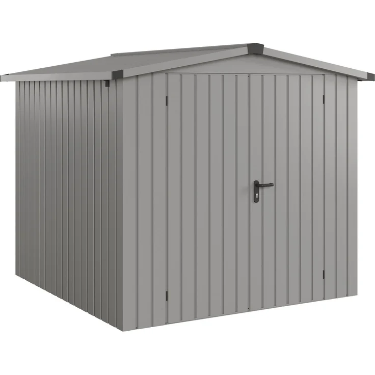 Hörmann Ecostar Metall-Gerätehaus "Euroline Trend" mit Satteldach ESD 5, graualuminium, 214 x 214 cm,2-flüglige Tür – Bild 1