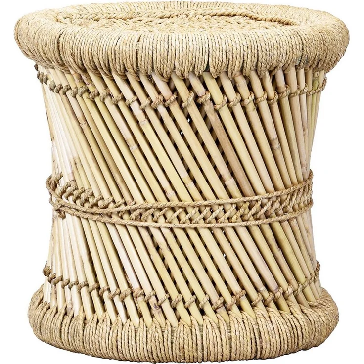 Marrakesch Orient & Mediterran Interior Sitzhocker Boho Sitzhocker Benita handgefertigt aus Bambus in Natur 36 cm modern (1 St), Handarbeit – Bild 2